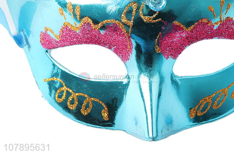 Top products durable blue feather party mask for decoration