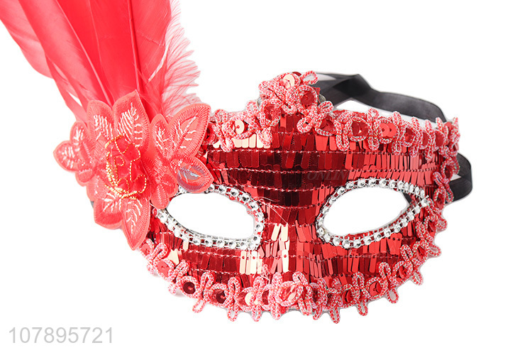 New design red party feather mask masquerade mask for sale