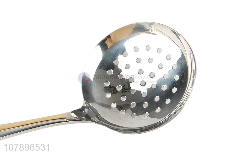 Yiwu wholesale silver oblique handle stainless steel colander