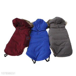 Factory supply pet clothes <em>dog</em> detachable padded coat with furry <em>collar</em>