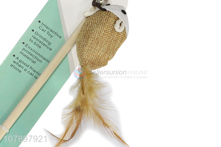 Hot selling interactive cat teaser toy wand cat teasing feather toy