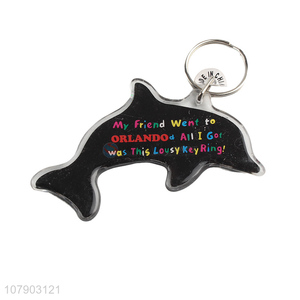 Good Sale Cute Dolphin Shape Acrylic Pendant Key Ring Keychain