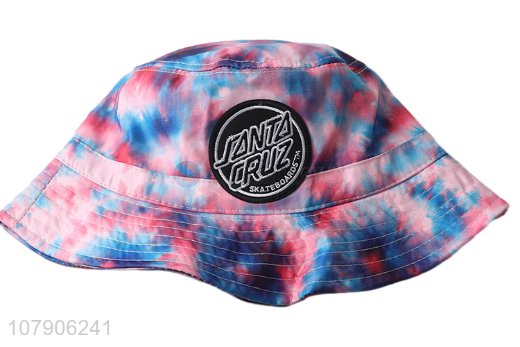 Hot sale fashion tie dye embroidery floppy bucket hat fisherman hat
