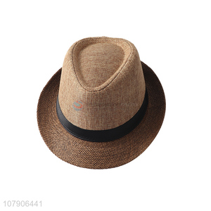 Wholesale men summer breathable beach straw hat outdoor fedora panama hat