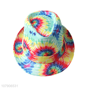 Online wholesale colorful tie-dye fedora panama hat jazz hat sun hat