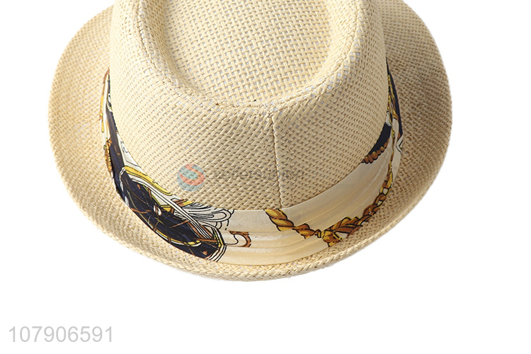 China manufacturer trendy European holiday straw hat fedora panama jazz hat