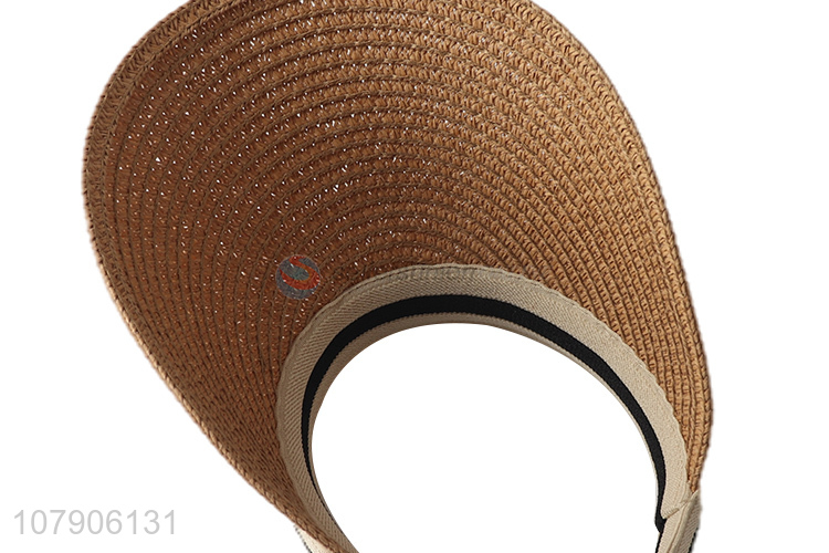New arrival ladies summer breathable topless straw hat visor sun hat
