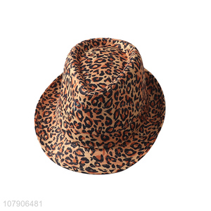 Best selling stylish leopard print fedora jazz hat photography props