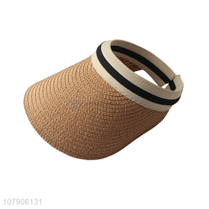 New arrival ladies summer breathable topless straw hat visor sun hat