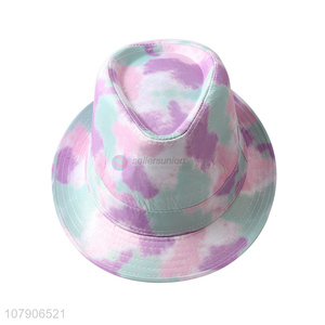 Low price tie-dye sun hat fedora panama jazz hat photography props