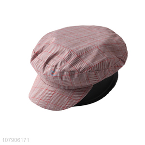 Factory supply fashionable British style plaid ladies girls beret hat