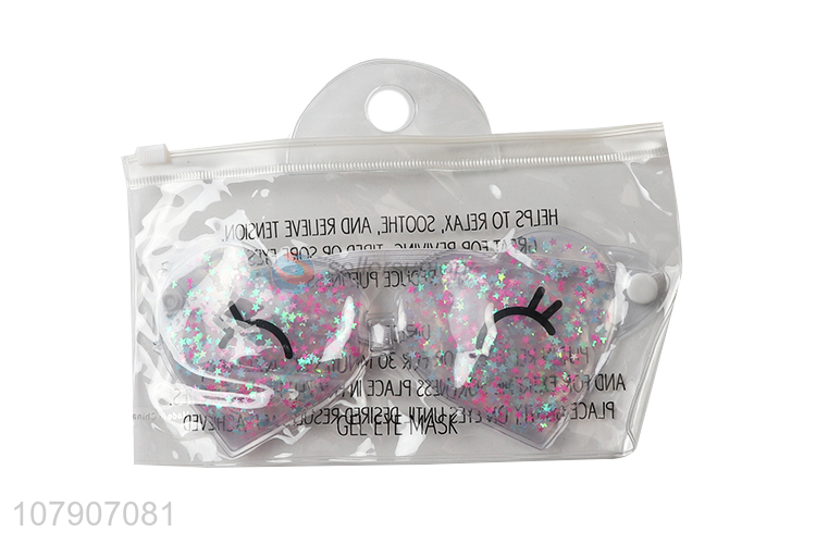 Factory supply hot cold gel glitter eye mask heart shaped eyeshades