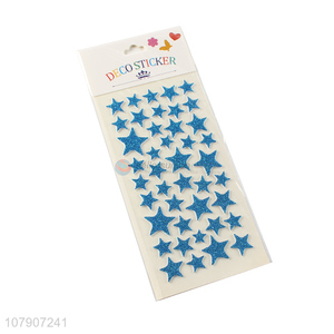 Good price blue five-pointed star glitter stickers for children