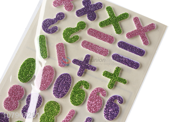 Yiwu wholesale multicolor digital glitter stickers for children