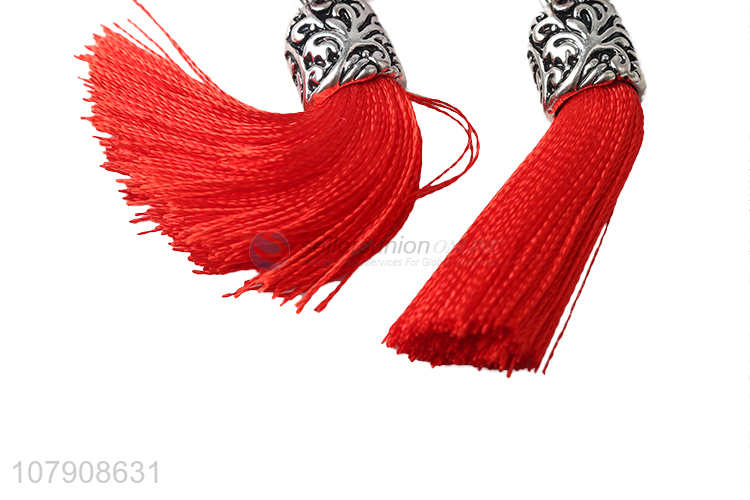 Factory price red long style tassel women earrings for jewelry