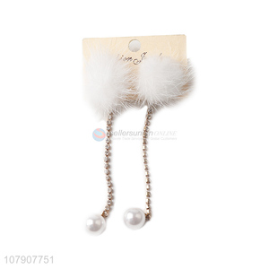Good sale decorative women jewelry fuzzy earrings with pearls