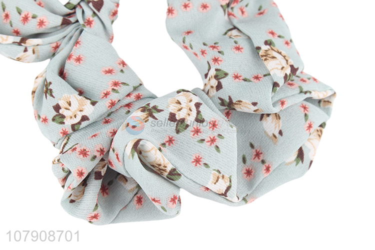 Factory supply trendy floral print hair scrunchies women ladies hair ties