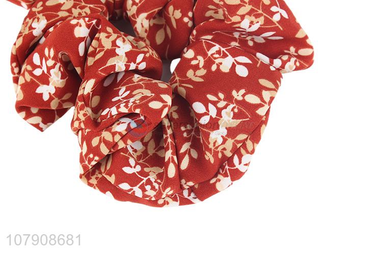 Online wholesale leaf printed fabric hair scrunchies hair bands for women