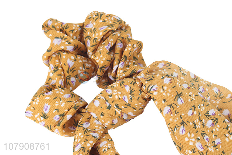 Wholesale fashionable flower printed hair scrunchies scarf big bow headband
