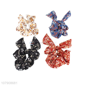 Online wholesale leaf printed fabric hair scrunchies hair bands for women