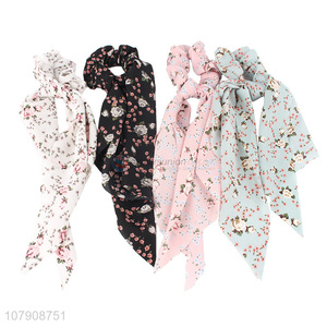 Most popular floral print polyester hair scrunchies scarf hair accessories