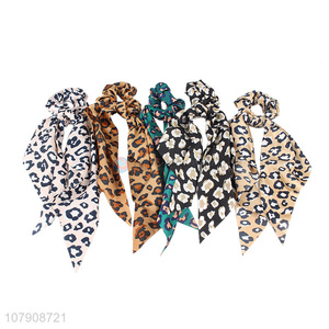 High quality leopard print scarf hair scrunchies ponytail tie headwear