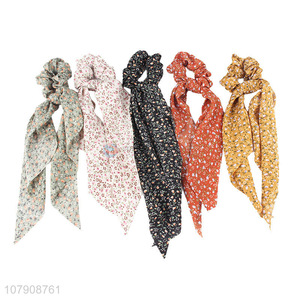 Wholesale fashionable flower printed hair scrunchies scarf big bow headband