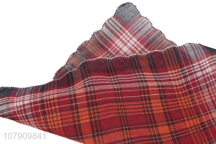 Good quality red plaid cotton handkerchief for women