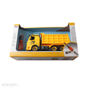 Hot sale plastic car model toy diy disassembly construction truck toy