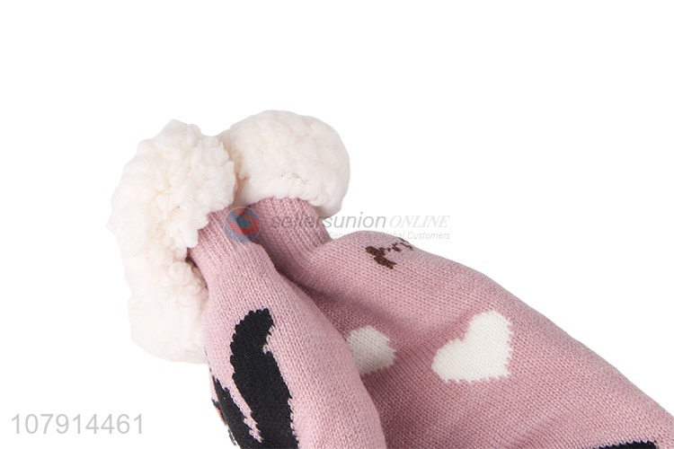 High quality cartoon cat pattern women winter home socks indoor sherpa socks