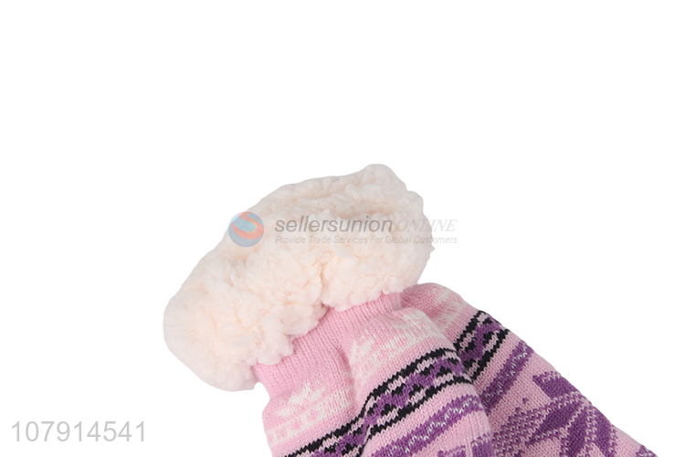 Wholesale winter jacquard knitted home socks non-slip floor socks for ladies
