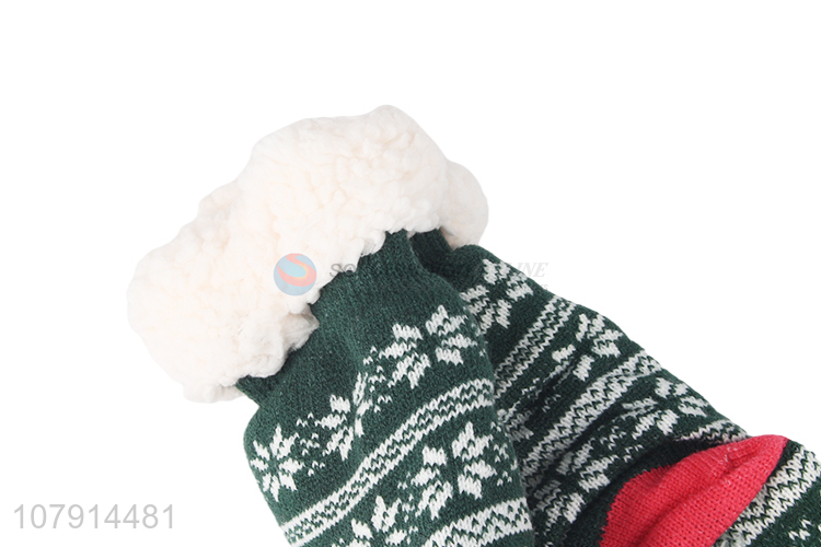 New product cartoon fox pattern women winter warm floor socks with sherpa fleece