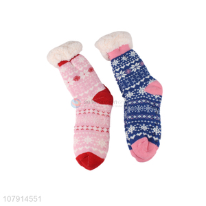 Good quality ladies winter anti-slip fleece floor socks fuzzy home socks slippers