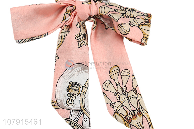 Custom Women Scarf Streamers Bow Hair Scrunchie Elastic Hair Rope
