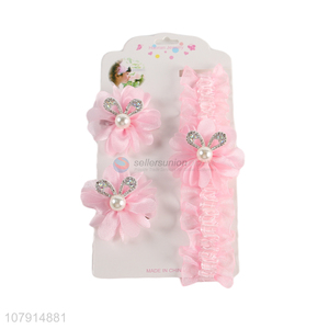 Cute Bunny Ear Hairpin Headband Baby Girls Hair Accessories Set