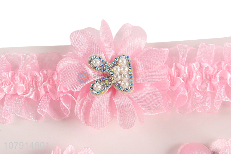 Good Quality Cute Rabbit Handmade Hairpin Headband Set For Baby Girls