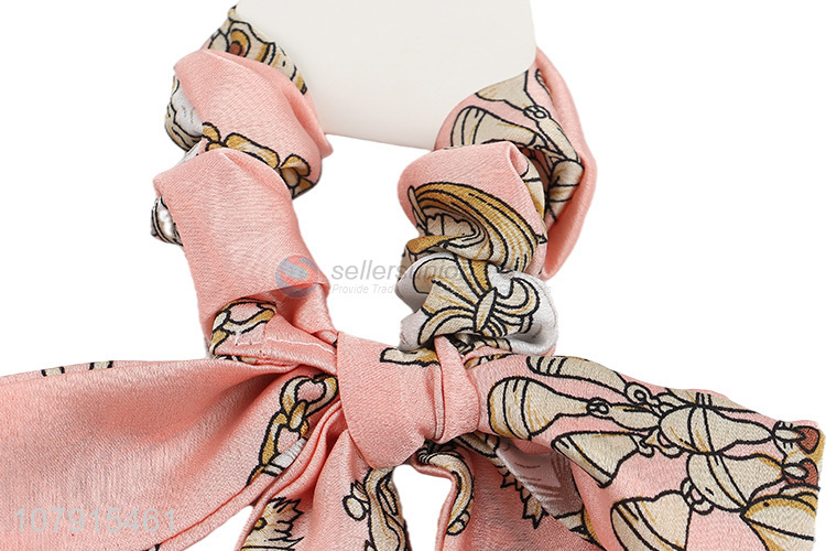 Custom Women Scarf Streamers Bow Hair Scrunchie Elastic Hair Rope