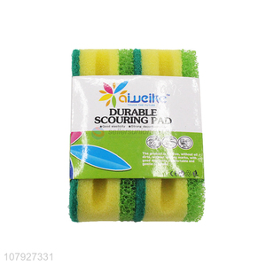 Hot selling kitchen scouring pad 2PC sponge coating