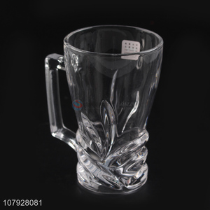 Hot products clear glass water cup crystal beer cup fruit juice cup with handle