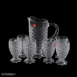 Good quality high-end European style glass water pitcher and drinking cup set