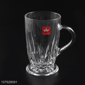China manufacturer transparent glass drinkware glass milk water beer cup with handle