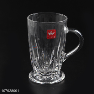 China <em>manufacturer</em> transparent glass drinkware glass milk water beer cup with handle