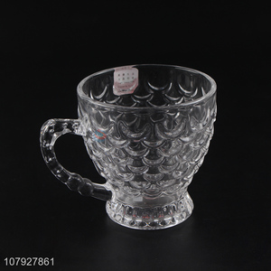 High quality transparent luxury European glass water cup/juice glass with handle