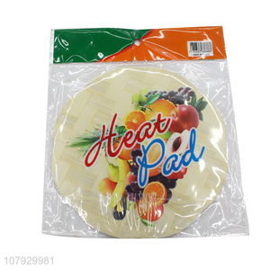 Hot sale round bamboo printing household heat insulation pad