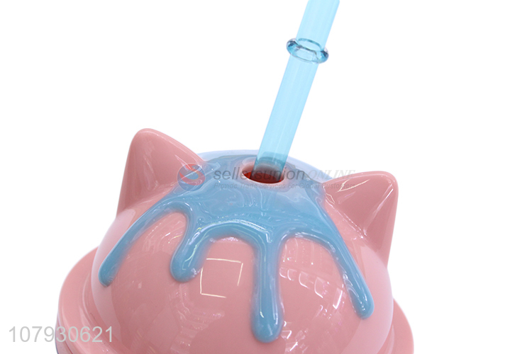 Popular product cartoon coffee tumblers water cup with drinking straw