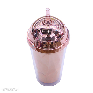 Wholesale luxury metallic color plastic drinking cup coffee tumbler with straw