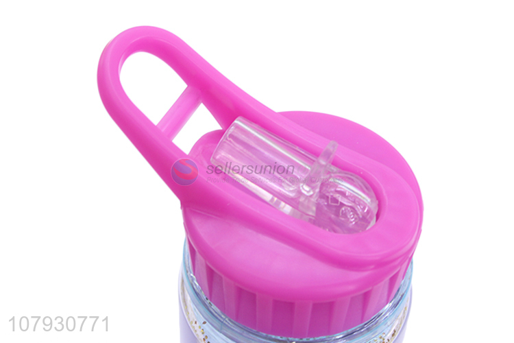 Online wholesale sequined straw drinking bottle plastic water bottle with straw