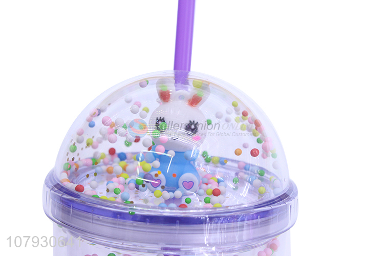 Online wholesale colorful beads double-walled water tumbler with straw