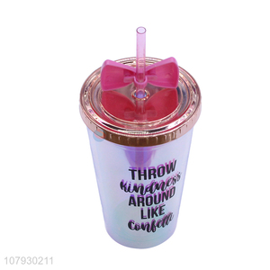 Factory direct sale fancy plastic <em>travel</em> <em>mug</em> tumbler milk cup with straw