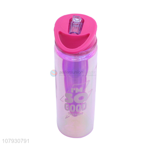 Factory price silicone straw water bottle plastic drinking bottle with handle